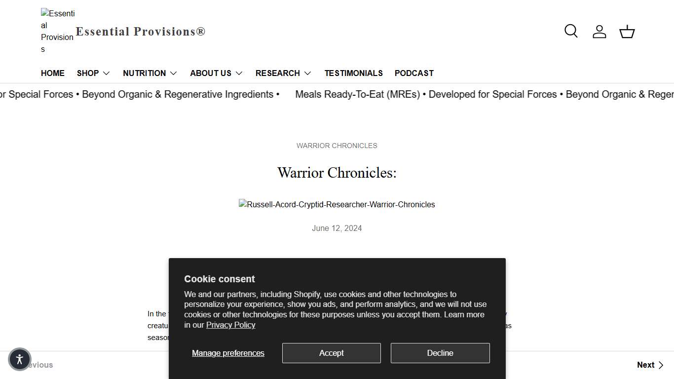 Warrior Chronicles: – Essential Provisions